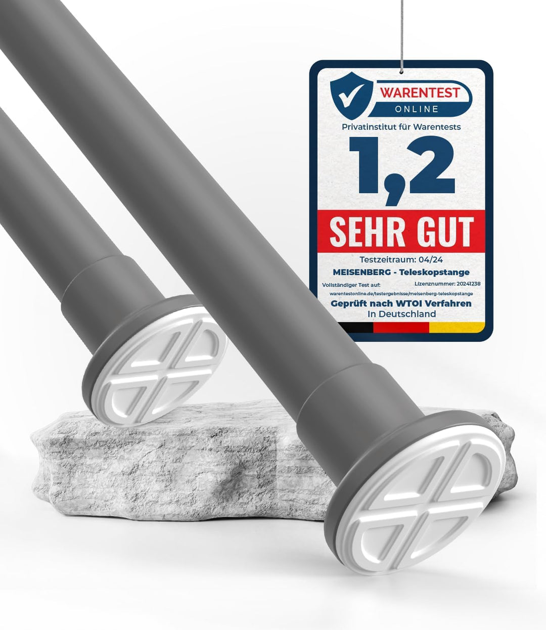 𝐌𝐄𝐈𝐒𝐄𝐍𝐁𝐄𝐑𝐆 Gardinenstange ohne Bohren - Grau Teleskopstange Vorhang | Duschstange, Spannstange (70-1