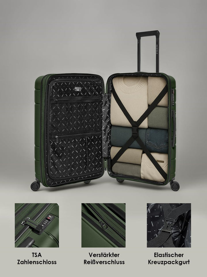 REDOLZ Hartschalen Check-in Koffer | Mittelgrosser M Trolley 46 x 28 x 66 cm mit Dehnfalte aus hochw