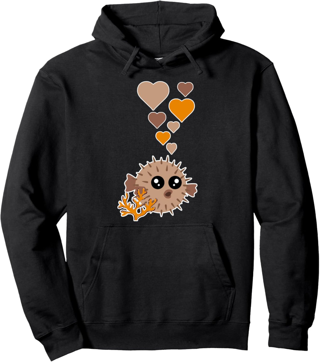 Netter Kugelfisch mit Herzen Pullover Hoodie