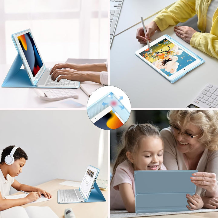 TQQ Tastatur Hülle für iPad 10.2 Zoll (9/8/7 Generation), für iPad Air 3rd und iPad Pro 10.5, Wieder