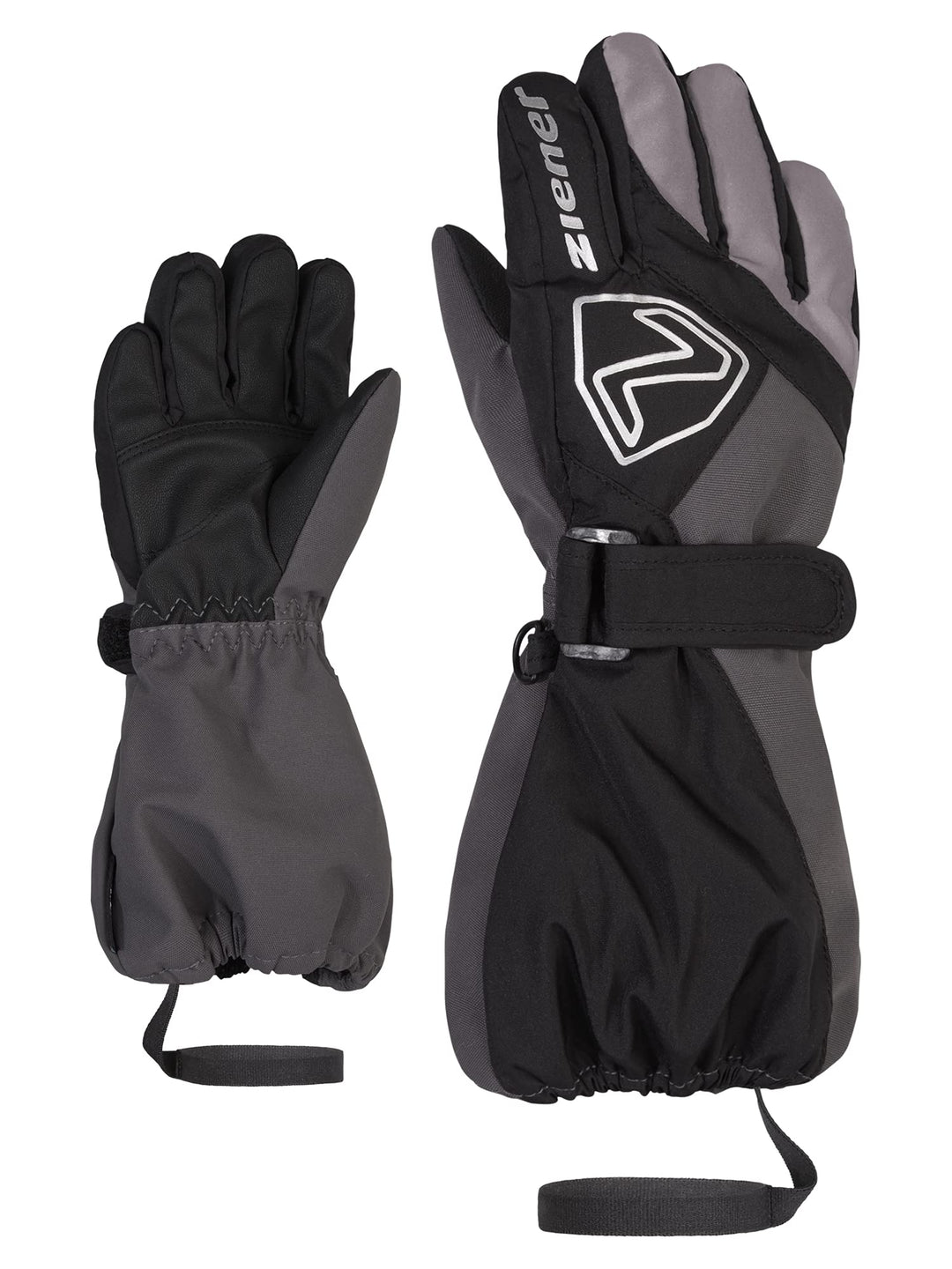 Ziener Unisex Baby Lauro Ski-Handschuhe/Winter | wasserdicht, Lange Stulpe, reflektierend 110 black.