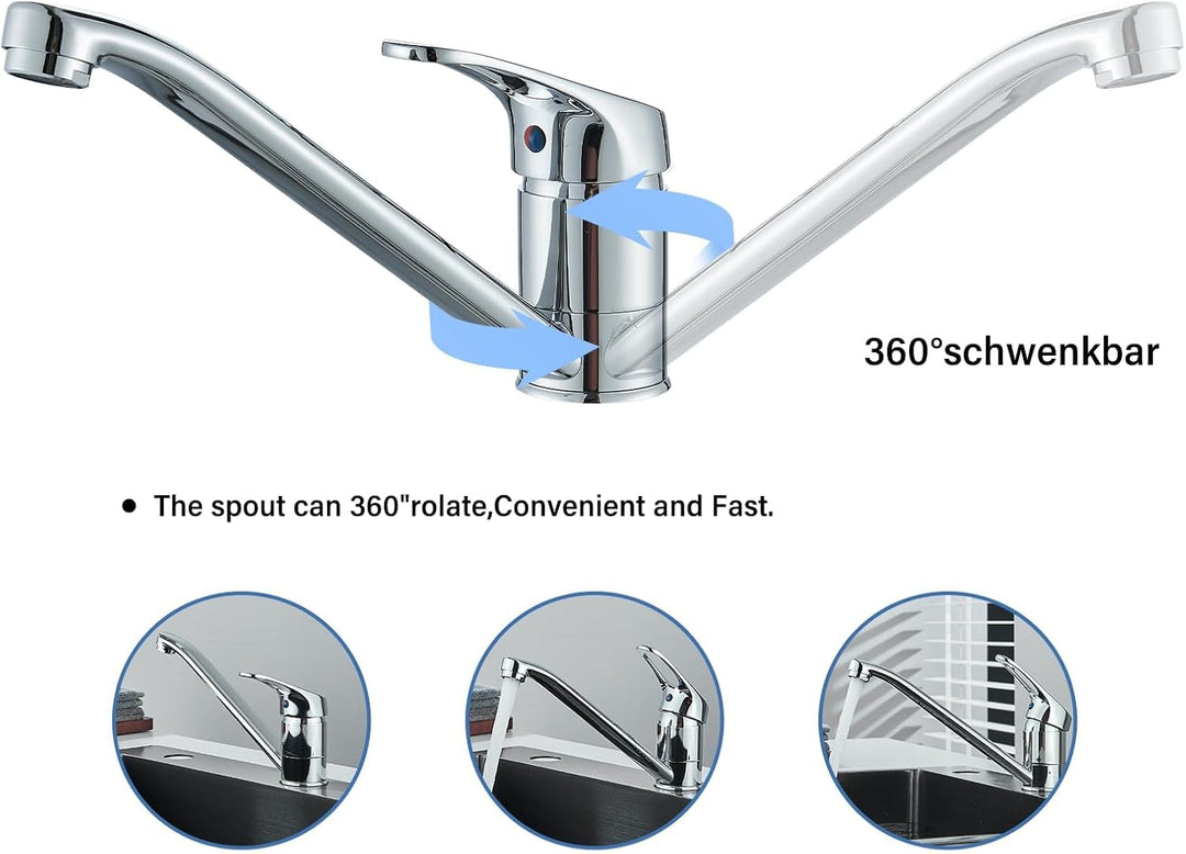 Suguword Niederdruck Küchenarmatur Spültischarmatur Küche Armatur Wasserhahn 360° Schwenkbar Mischba