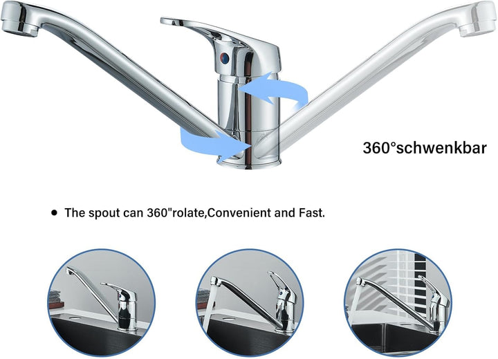 Suguword Niederdruck Küchenarmatur Spültischarmatur Küche Armatur Wasserhahn 360° Schwenkbar Mischba