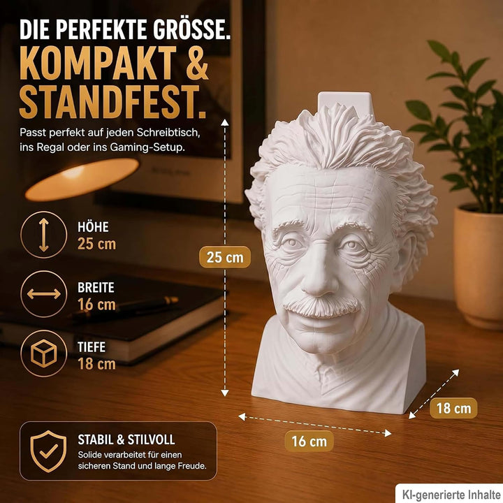 Einstein Kopfhörerhalter – Headset Ständer für Kopfhörer &amp; Headsets – Büste Schreibtisch Deko &amp; witz