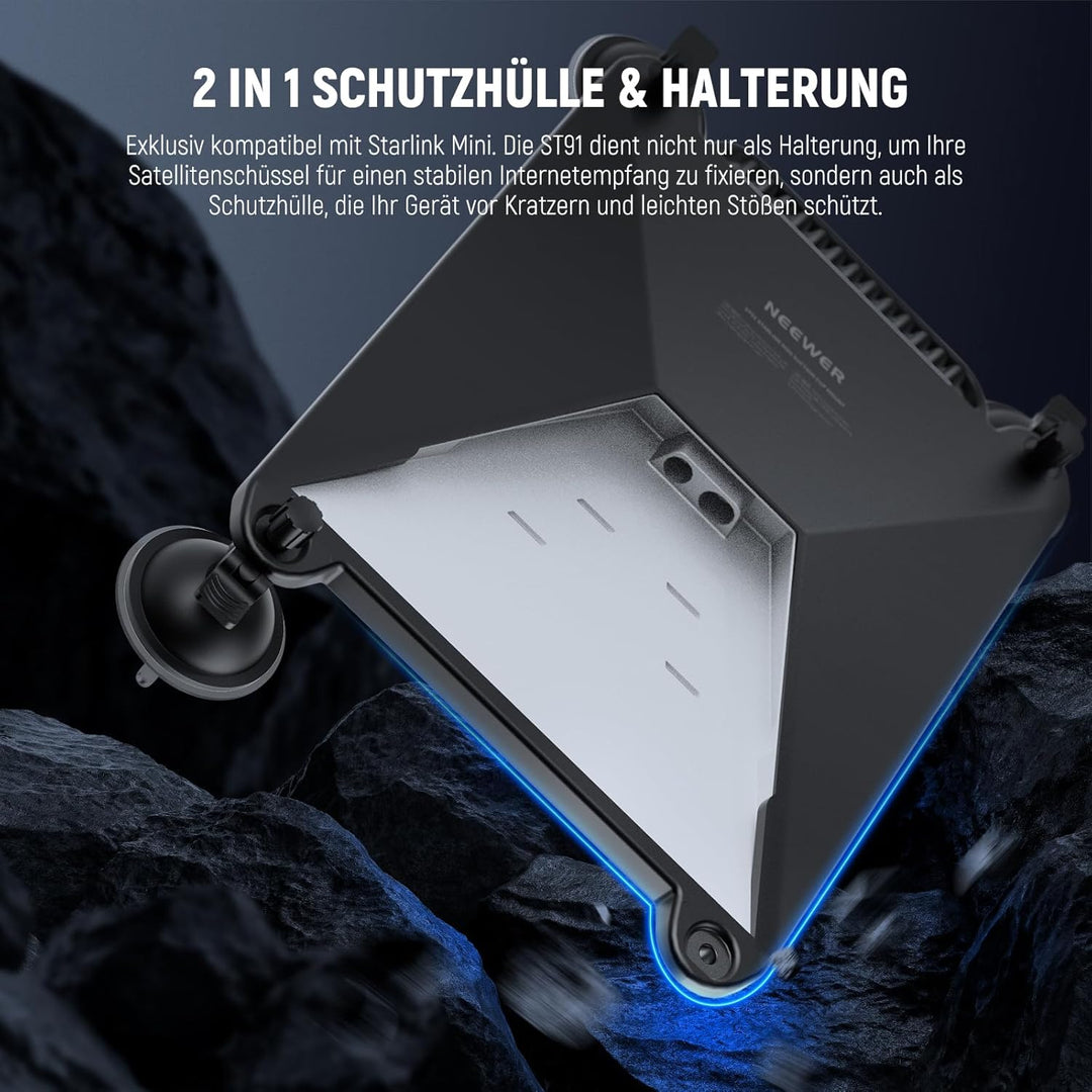 NEEWER Saugnapfhalterung Auto Kompatibel mit Starlink Mini 2 in 1 Satellitenmontageset mit Schutzhül