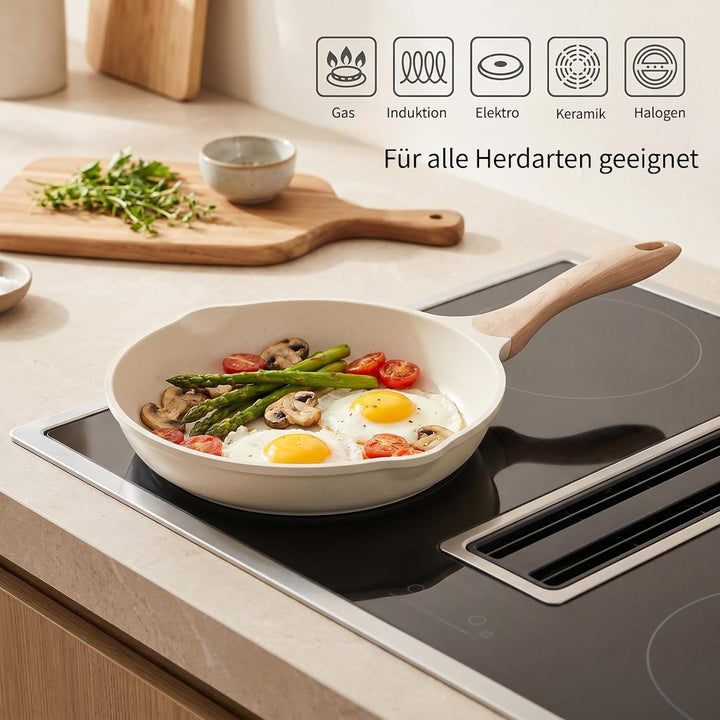 JEETEE Aluminium Bratpfanne 20cm, Pfanne mit Antihaftbeschichtung, Induktion Gas, beschichtete Bratp