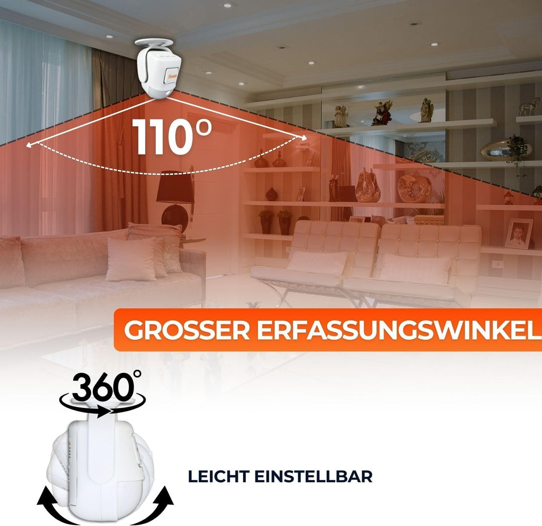 tiiwee X4 PIR Bewegungsmelder Alarm mit Fernbedienung - 120 dB - Erweiterbar - Alarmanlage Innen Sic