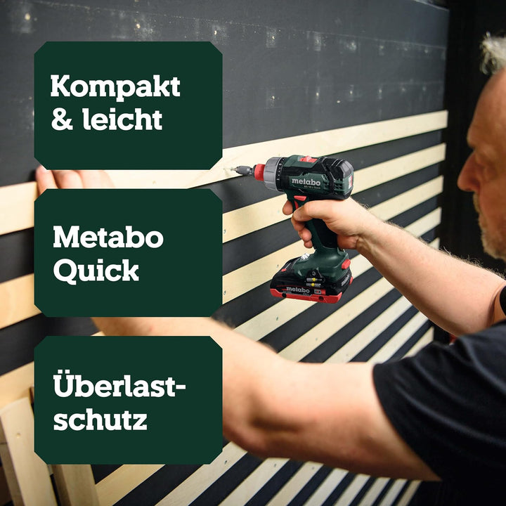metabo Akku-Bohrschrauber BS 18 L Quick - 18V, 60Nm Drehmoment - Überlastschutz, kompakt & leistungs