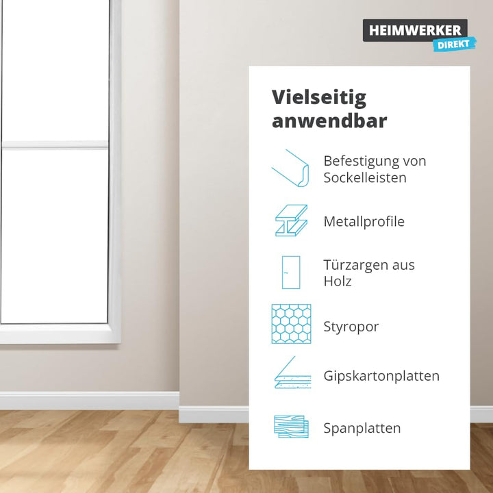 6x Alfa Sockelleistenkleber 300ml/440g weisser Montagekleber mit hoher Anfangshaftung zur Befestigun