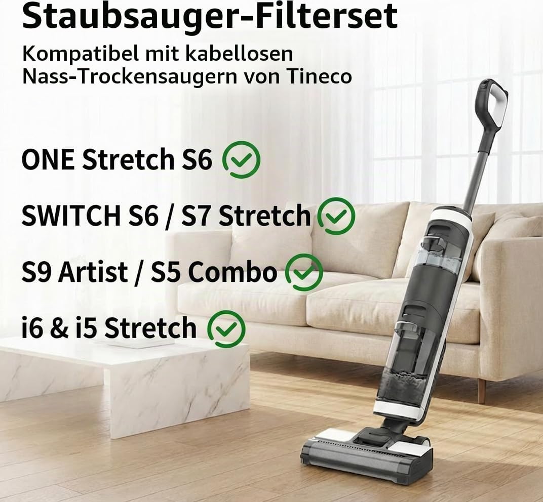 6 Stück HEPA Ersatzfilter für Tineco FLOOR ONE Stretch S6 / SWITCH S6 / S7 Stretch / S9 Artist / S5