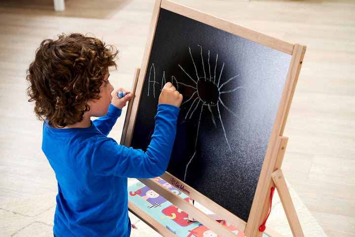 Eichhorn - Standtafel, Kindertafel mit 10 Kreiden, 1 Stift und Schwamm, zweiseitig beschreibbar, mit