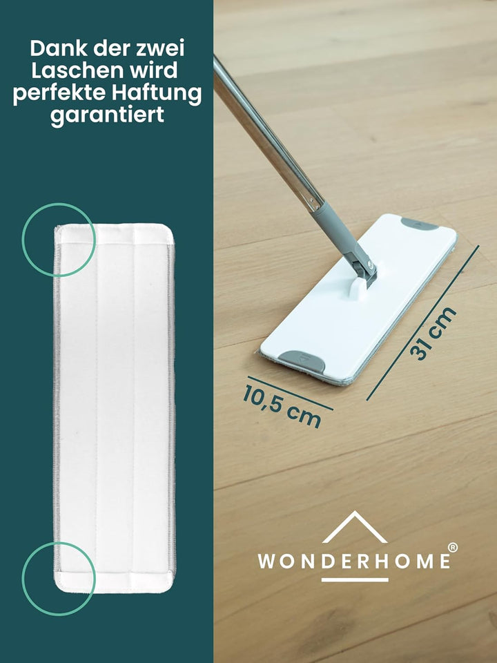 SuperStrong Ersatzpad 4er Pack für Wonderhome Mop mit Reinigungseimer - 2 seitige Laschen - geeignet
