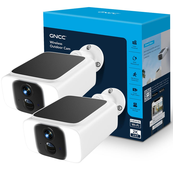 GNCC 2K Überwachungskamera Aussen Akku Solar(2 Packungen), 2,4/5GHz WLAN Kamera Outdoor Überwachung