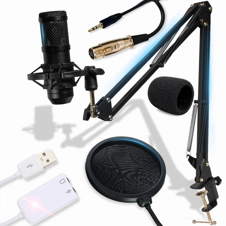 Retoo USB Mikrofon Nierenmikrofon Unidirektionales mit POP Filter Mikrofon mit Verstellbarer Griff P