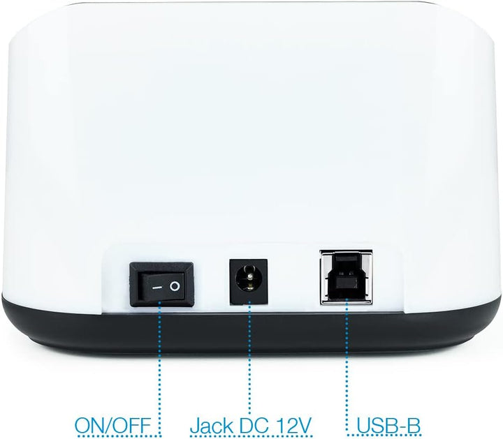 TooQ TQDS-802BW - Dockingstation Anschlussbasis mit doppeltem SATA Schacht für 2,5 und 3,5 Zoll Lauf