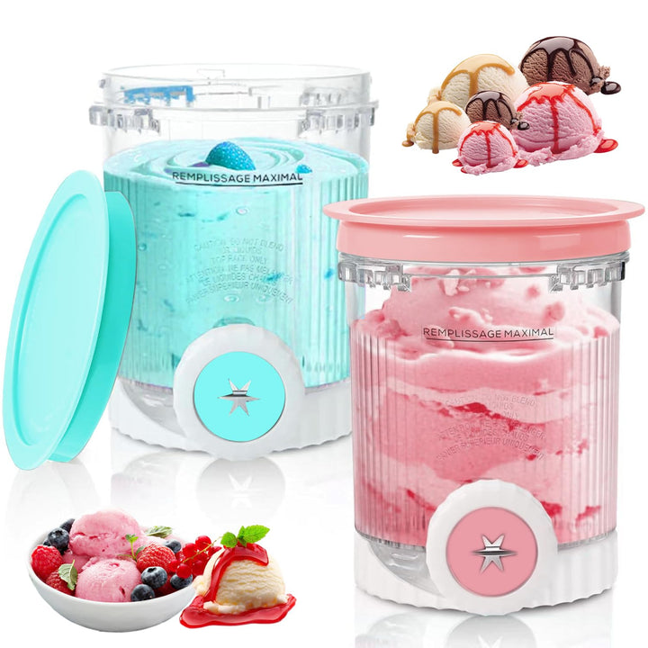 2 Stück Creami Behälter für Ninja Swirl CREAMi NC701EU 480ML BPA-Frei und Spülmaschinenfest Becher k
