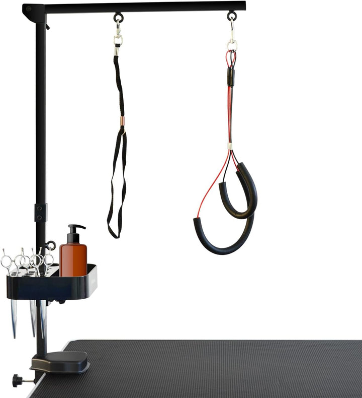 SHELANDY Fellpflegearm mit Klemme für grosse und kleine Hunde – 88,9 cm höhenverstellbar und mit zwe