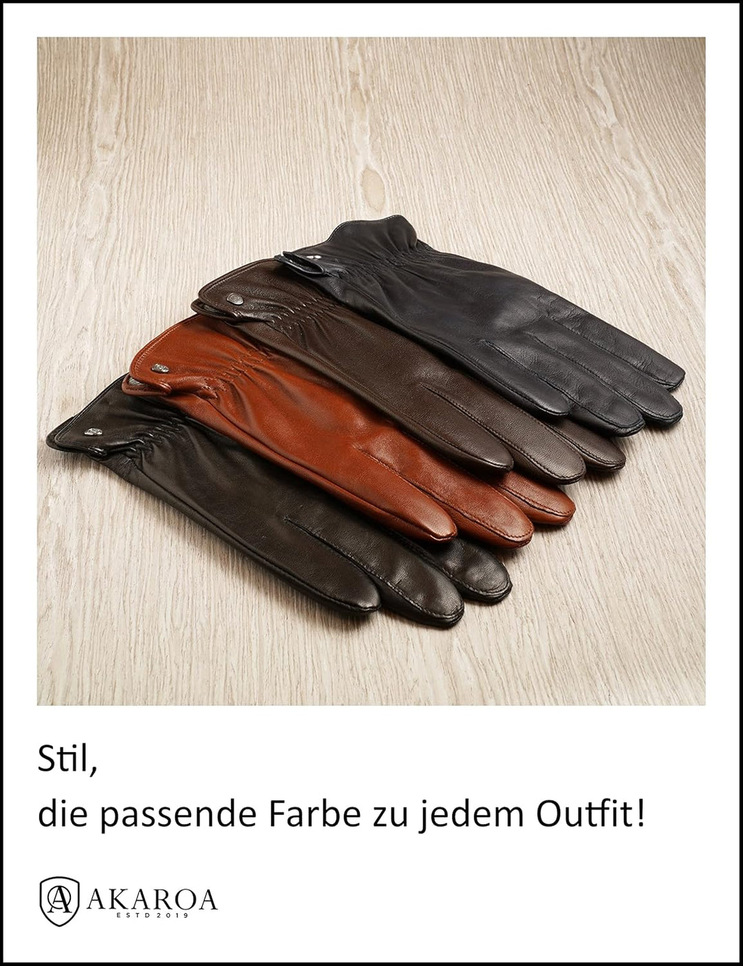 AKAROA ESTD 2019 Lederhandschuhe Herren TIM, Touchscreen Funktion, italienisches Leder, recyceltes S