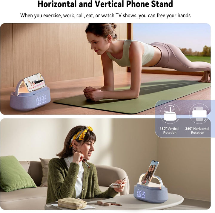 COLSUR Radiowecker Digital mit Wireless Charger, Bluetooth Lautsprecher Smart Wecker Schlummerfunkti