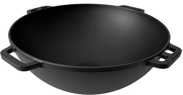 Gusseisen Kazan mit Deckel | Traditioneller Gusstopf | Kasan mit abgeflachtem Boden | Grillwok schwa