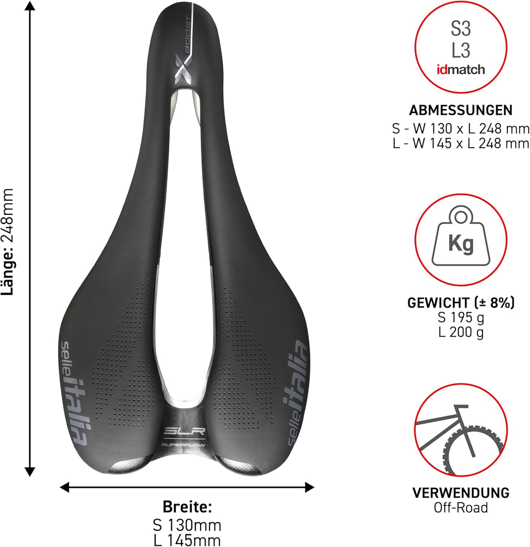 Selle Italia Sattel SLR Boost X-Cross TITANI L3 Schwarz, L3 Schwarz