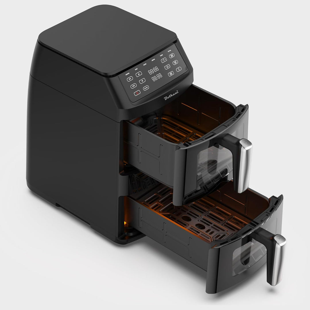 Heissluftfritteuse Doppelkammer XXL 11L | Double Stack Air Fryer 2 Kammern übereinander | 2500W Dual