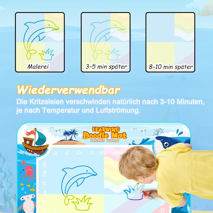 Spielzeug Kinderspielzeug ab 1, 2, 3 Jahren - Malmatte mit Wasserstift, Aqua Magic Doodle Painting M
