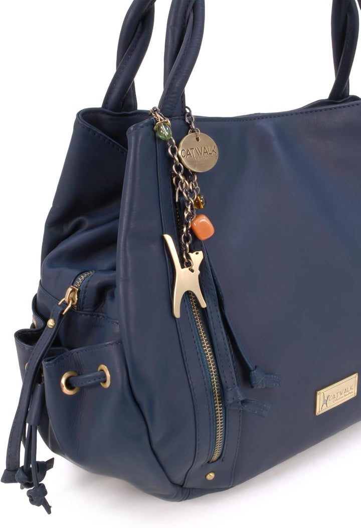 Catwalk Collection Handbags - Leder - Umhängetasche/Shopper/Tote - CAZ Blau, Blau