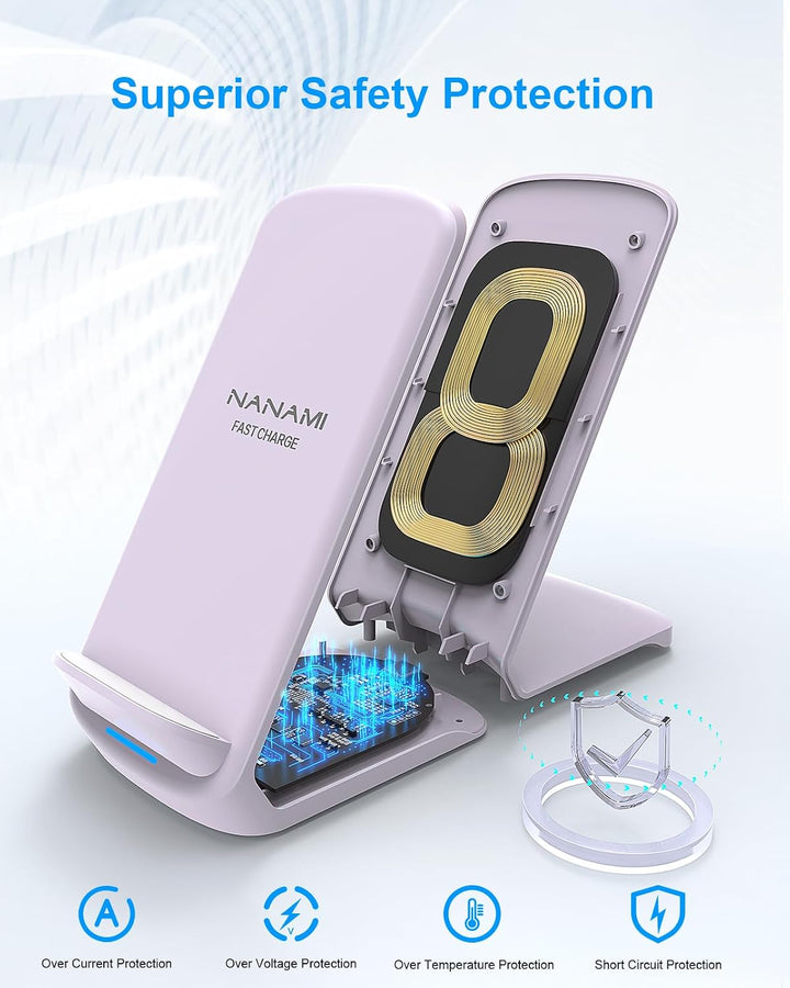 NANAMI Wireless Charger mit 20W PD Netzteil, 15W Induktive Ladestation Set | Für iPhone 17/16/15/14/