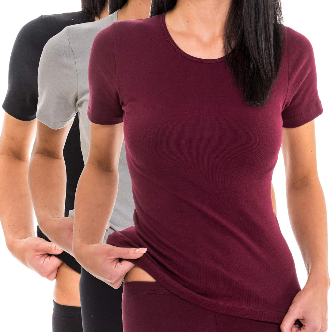 HERMKO 1800 3er Pack Damen Kurzarm Unterhemd aus 100% Bio-Baumwolle XL Weiss, XL Weiss