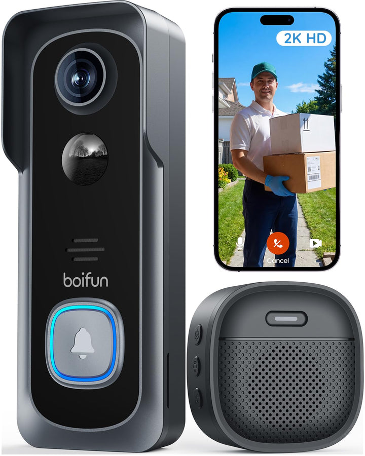 BOIFUN 2K HD Video Türklingel mit Kamera (Türklingel Set), Türklingel Set