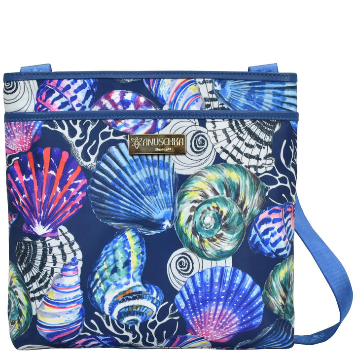 Anuschka Crossbody Tasche mit Einsteckfach - Wanderlust Kollektion - Nylonstoff mit Leder Trim und K