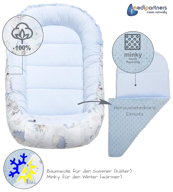 Medi Partners 5 teilig Babynestchen Set Babynest 100x60x15 herausnehmbarer Einsatz Bett Kuschelnest
