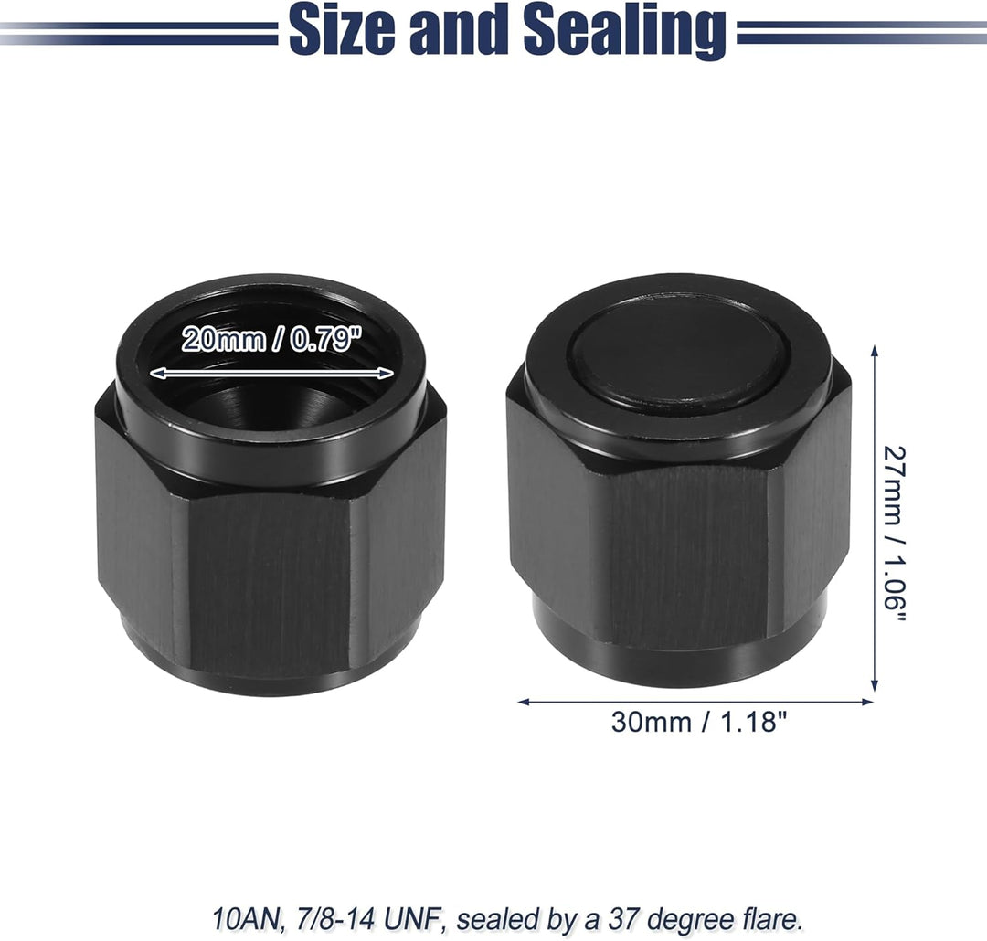 A ABSOPRO 4 Stück Universal Bördel Kappen Adapter Schwarz AN10, AN10