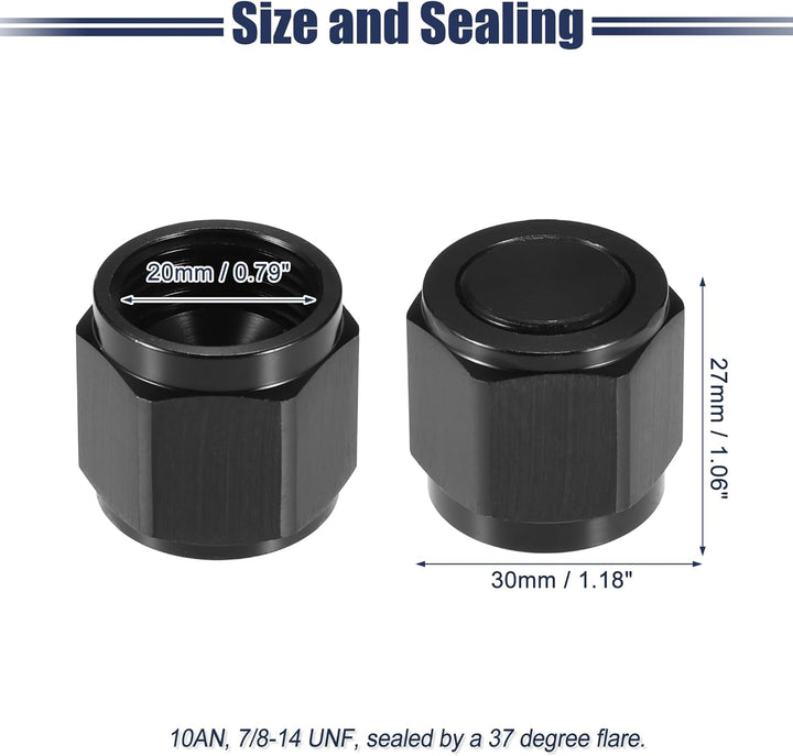 A ABSOPRO 4 Stück Universal Bördel Kappen Adapter Schwarz AN10, AN10