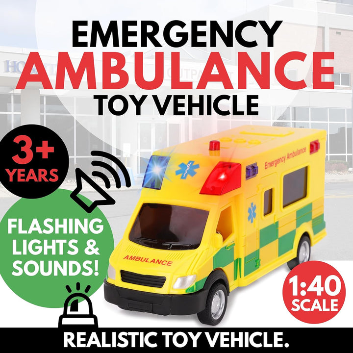 Toyland® Notfall-Krankenwagen Spielzeug mit Licht und Sound - Massstab 1:40 - Spielfahrzeug - ab 3 J