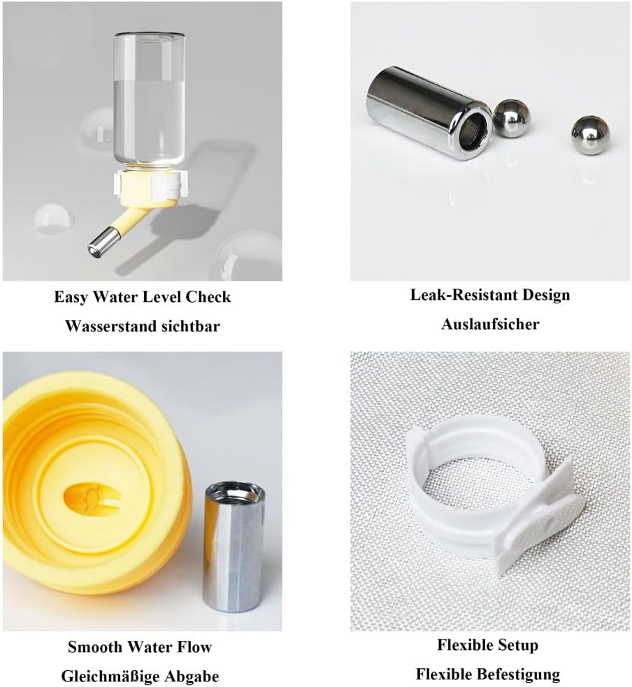 Verstellbare Hamster Futterstation aus Bambus, 2-in-1 Futternapfhalter mit Wasserflaschenständer, fü