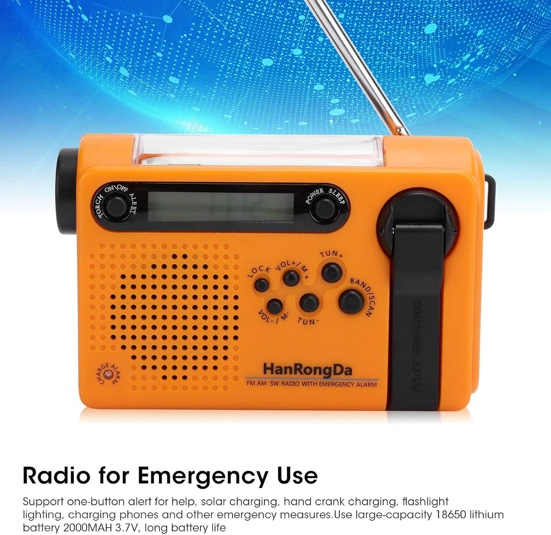 Tragbares Radio, HRD-900 Tragbares Vollbandradio Solar-Ladegerät FM/AM-Radio mit Taschenlampe für de