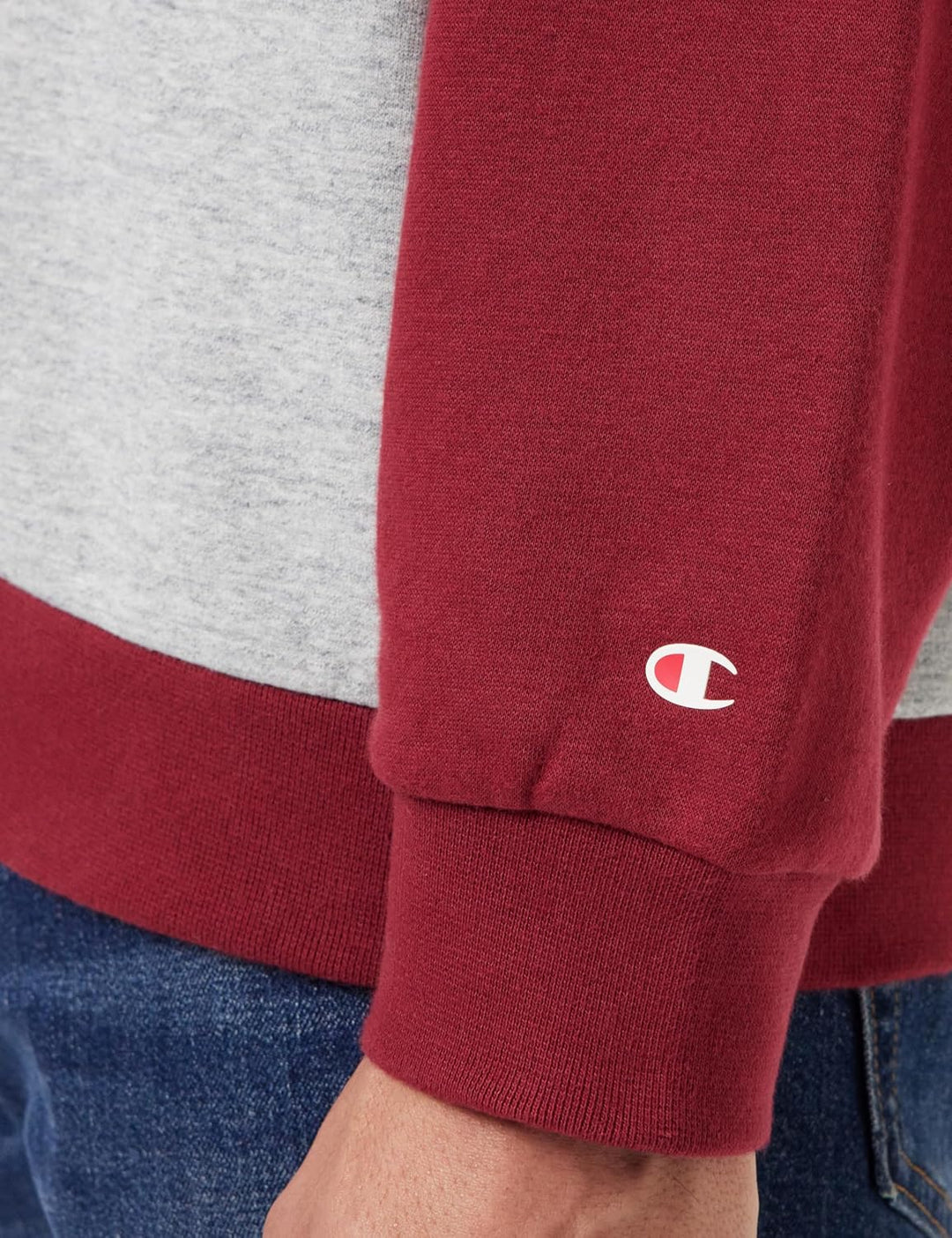Champion Herren Legacy Athletics-Poly-Fleece Hooded Sweatshirt S Grigio Melange/Rosso Tbr, S Grigio