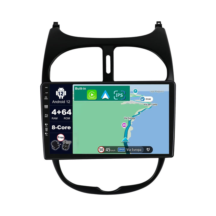 JOYX Android 12 IPS Autoradio Passt für Peugeot 206 (2002-2010) - 4G+64G - Eingebaut DSP/Carplay/And