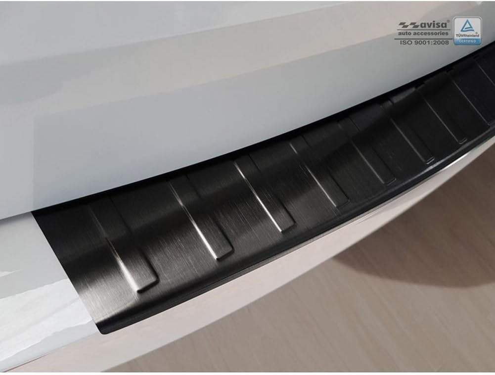 Avisa Schwarz Edelstahl Heckstossstangenschutz kompatibel mit Skoda Octavia III Kombi 2013-2016 'Rib