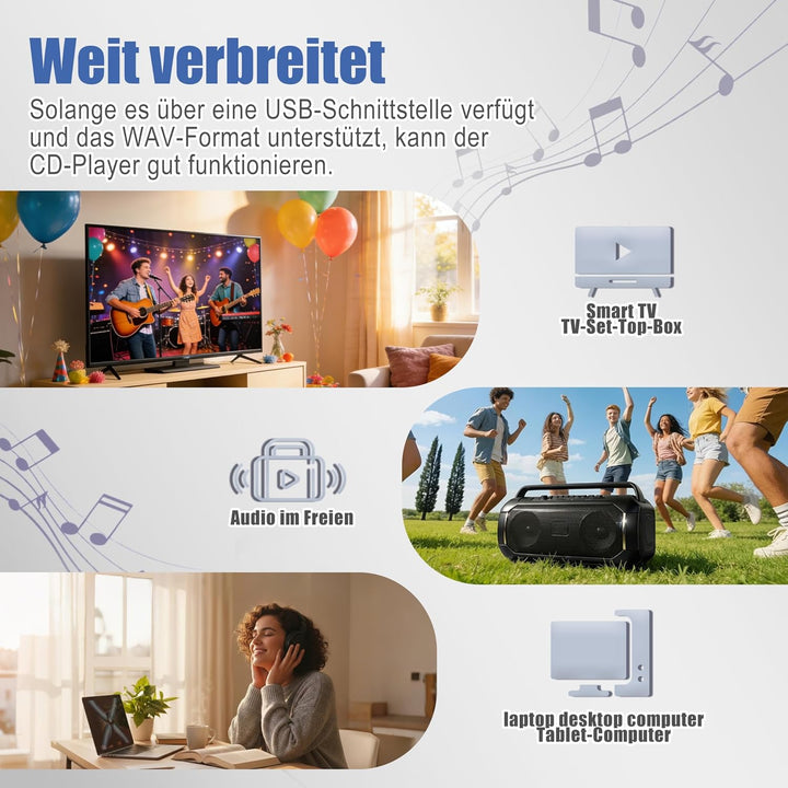 CD Player für Auto mit Silikon Anti-Schock CD Player Auto mit USB-Verlängerungskabel Auto CD Player