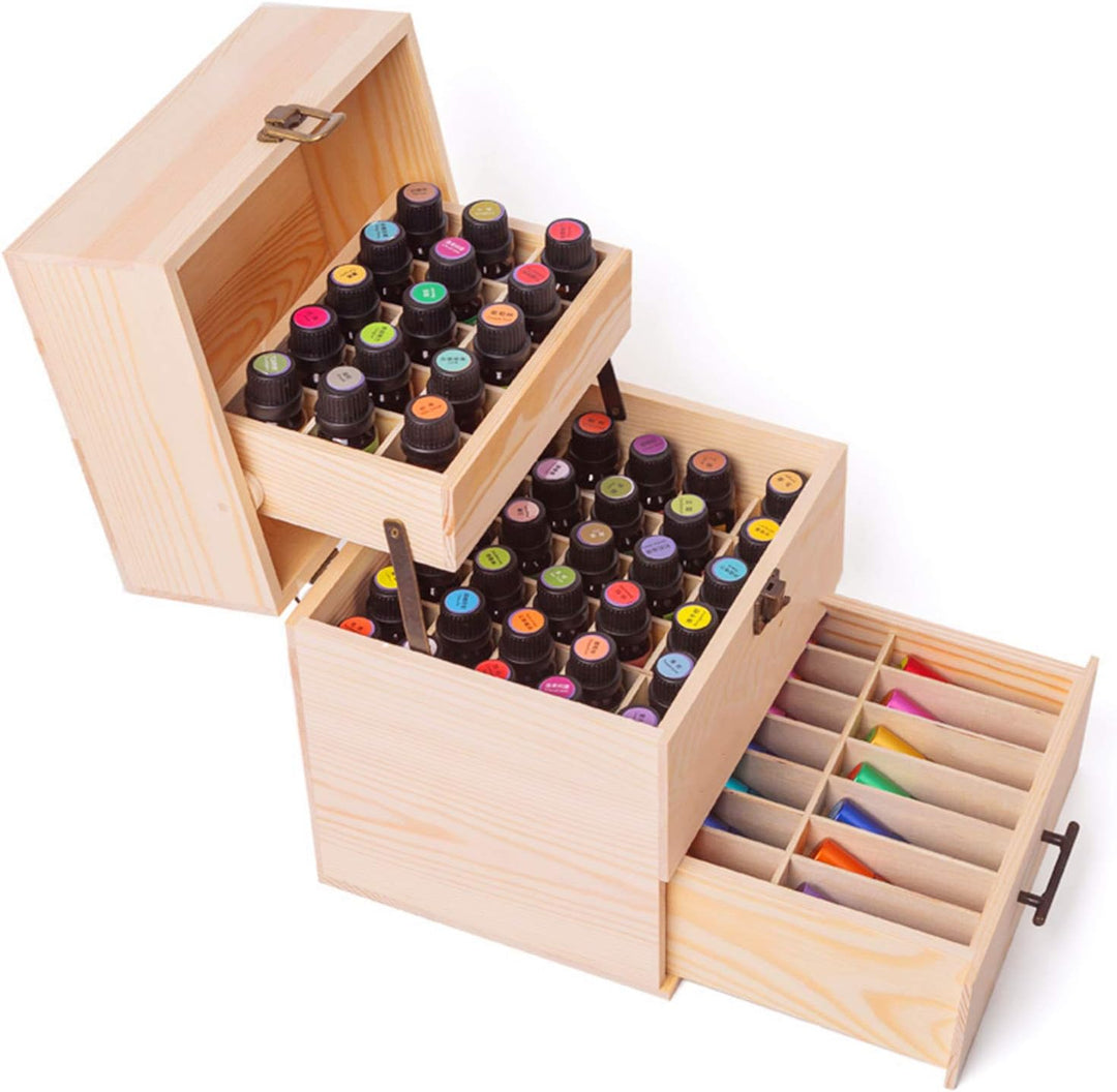 CHSEEA Ätherisches Öl Display Ständer Gestell Halter Organisator, 59 Löcher Holz Box Veranstalter Au