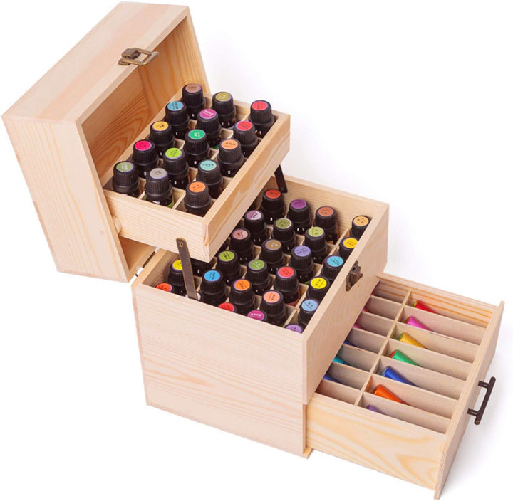 CHSEEA Ätherisches Öl Display Ständer Gestell Halter Organisator, 59 Löcher Holz Box Veranstalter Au