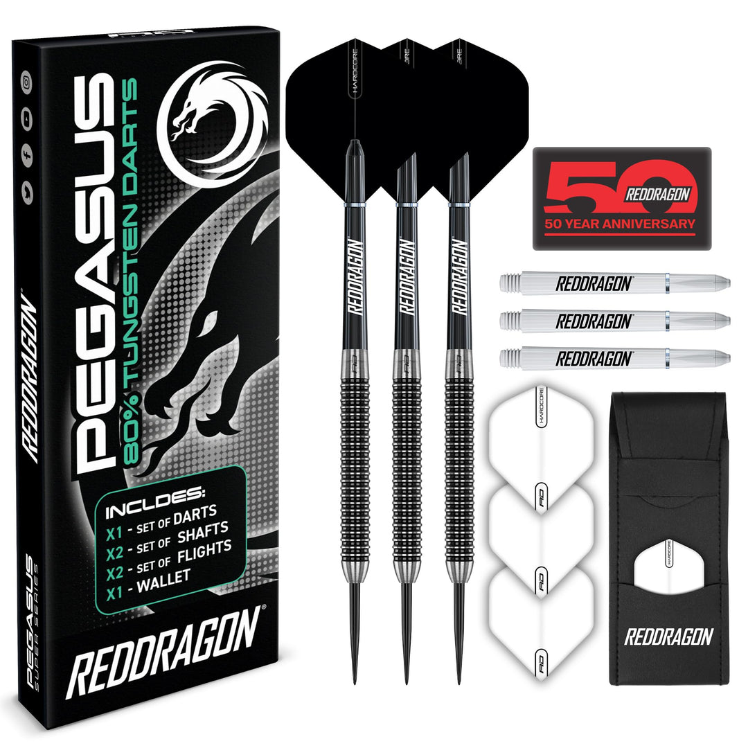 RED DRAGON Pegasus Professionelles Wolfram-Steeltip-Dart-Set, erhältlich in 21, 23, 24, 25, 26, 28,