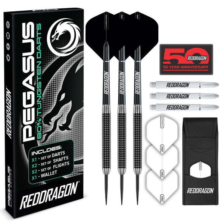 RED DRAGON Pegasus Professionelles Dartpfeil-Set aus Wolfram, erhältlich in 21, 23, 24, 25, 26, 28,