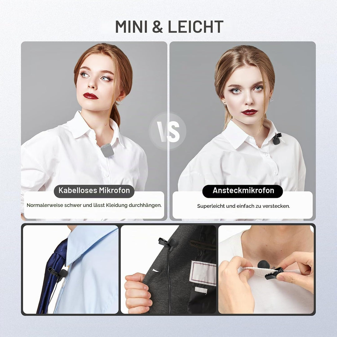 NEEWER Mini Lavalier Mic, 2er Pack, 2m Clip On kabelgebundenes Kondensator Ansteckmikrofon mit 3,5mm
