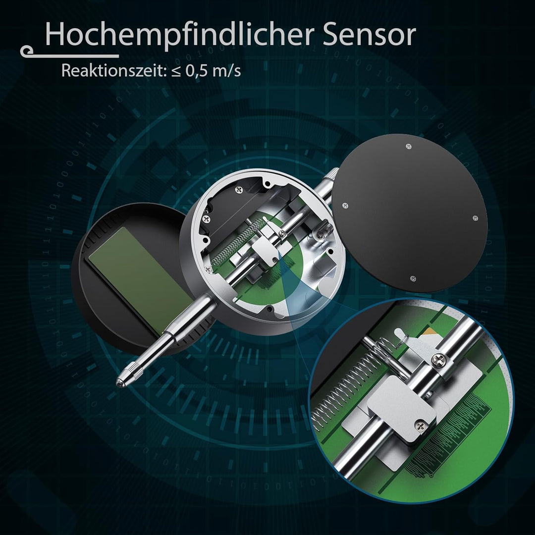 ALLmeter Digitale Messuhr 0,01 mm / 0,0005'', Präzise Messuhr Digital mit LCD-Display, Messbereich 0