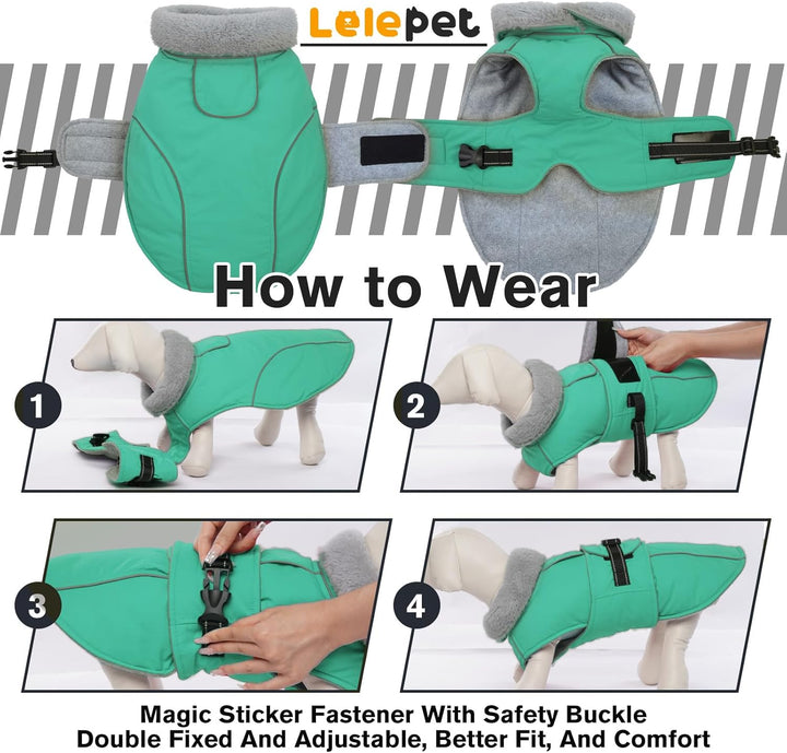 Lelepet Hundemantel Winterweste Reflektierende Fleece Hundejacke für Grosse Hunde Wasserdicht Hundej