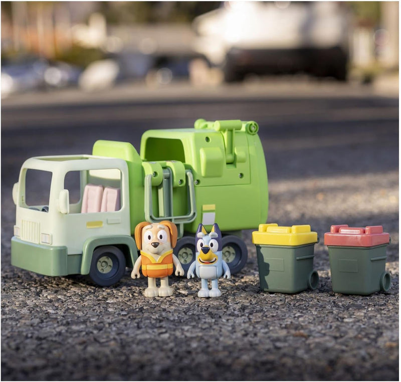 BlueY Müllwagen-Spielset mit Zwei 6,3–7,6 cm grossen Offiziellen Actionfiguren zum Sammeln, Müllmann